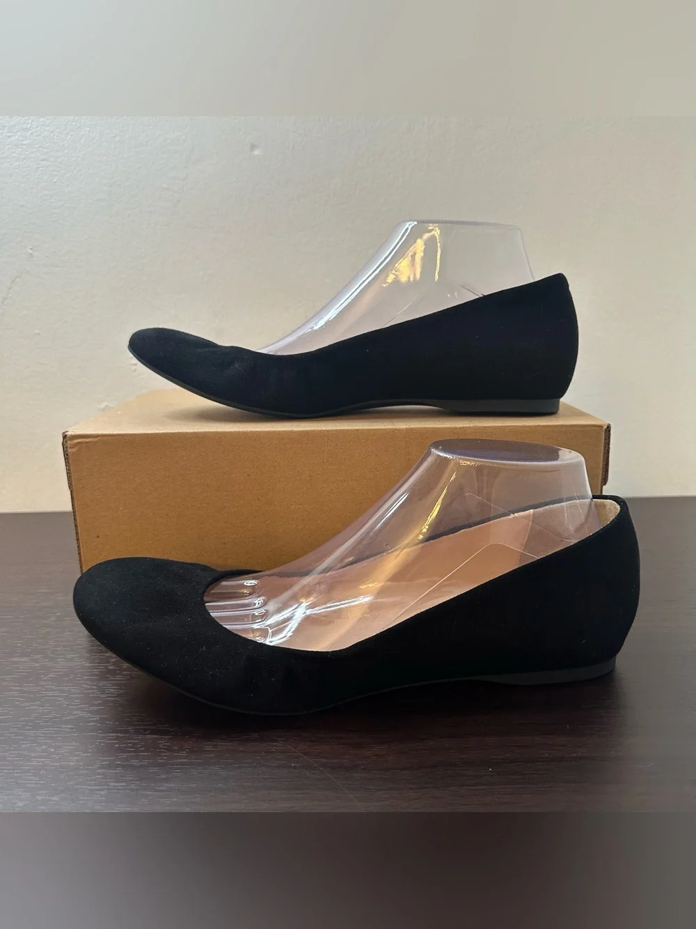 J. CREW Black Suede Round Toe Slip-On Ballet Flats, US 10.5 Classic Capsule, New